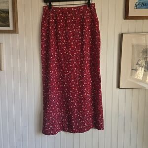 Christopher & Banks Red Floral Maxi A Line Skirt